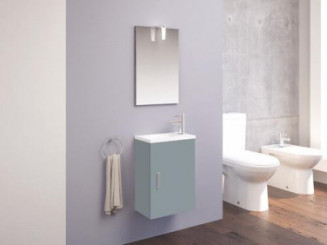 Meuble lave-mains de face à suspendre new york bleu bleuet