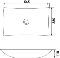 Vasque rectangulaire à poser 56,5x38x11cm