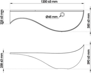 Vasque à suspendre 120cm goutte