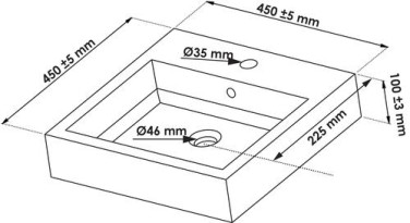 Vasque à poser carré 45cm en résine noire