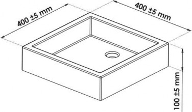 Vasque timbre à poser carré 40cm en terrazo pierre