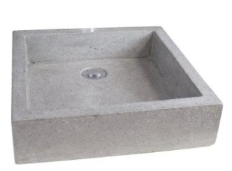 Vasque timbre à poser carré 40cm en terrazo grise