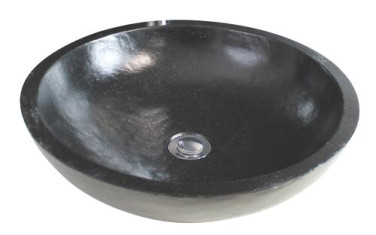 Vasque à poser ronde ø44cm en terrazo noire