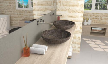 Vasque à poser ronde ø44cm en terrazo noire