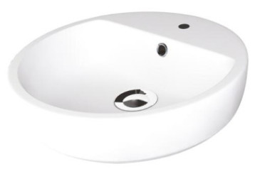 Vasque à poser semi encastree ronde ø44 cm blanche