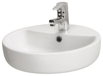 Vasque à poser semi encastree ronde ø44 cm blanche