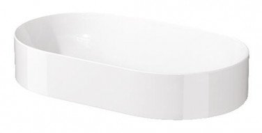 Vasque à poser semi encastree ovale 60x35x11 cm blanche