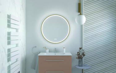 Miroir LED Alexandrie ø80 avec contour or 