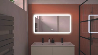 Miroir LED Athènes 120X60cm contours givrés