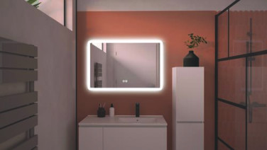 Miroir LED Athènes 90X60cm contours givrés