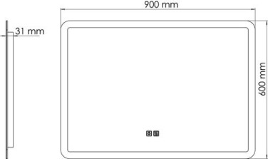 Miroir LED Athènes 90X60cm contours givrés