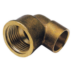 COUDE LAITON 90° FEMELLE ET A SOUDER CUIVRE Ø16-20/27 - 90 GC