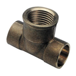 TE DROIT LAITON FEMELLE AU CENTRE ET A SOUDER CUIVRE - 130 GC