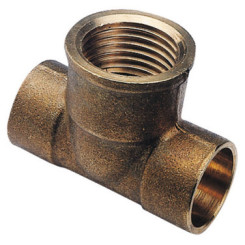 TE DROIT LAITON FEMELLE AU CENTRE ET A SOUDER CUIVRE Ø22-15/21 - 130 GC