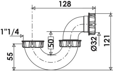 Siphon de bidet plastique blanc ø32