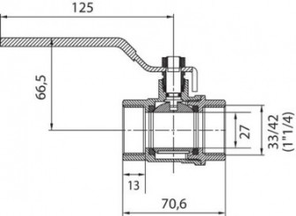 Vanne à sphère double femelle 33/42 à manette plate