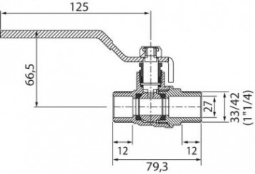 Vanne à sphère double mâle 33/42 à manette plate