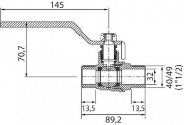 Vanne à sphère double mâle 40/49 à manette plate