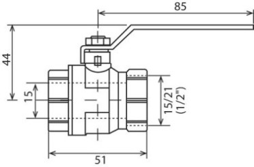 Vanne à sphère double femelle 15/21 V490 à manette plate