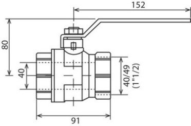 Vanne à sphère double femelle 40/49 V490 à manette plate