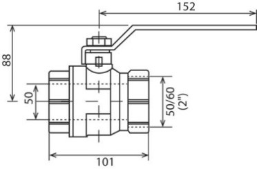 Vanne à sphère double femelle 50/60 V490 à manette plate