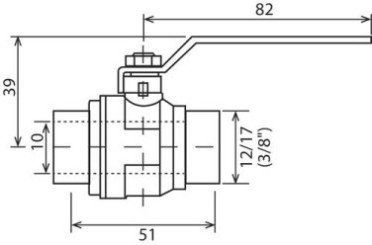 Vanne à sphère double mâle 12/17 V490 à manette plate