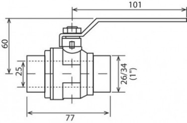 Vanne à sphère double mâle 26/34 V490 à manette plate