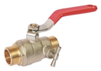Vanne à sphère double mâle 15/21 à purge V490 à manette plate