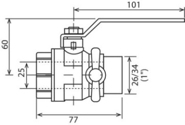 Vanne à sphère mâle femelle 26/34 à purge V490 à manette plate
