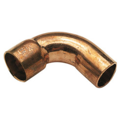 COUDE CUIVRE 90° GRAND RAYON MALE FEMELLE Ø28 - 1A CU