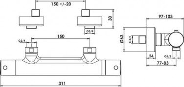 Thermostatique de douche noir mat Fact'Ory C3 
