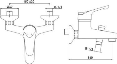 Mitigeur bain-douche mural Access C2 