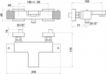 Thermostatique de bain-douche mural Cuadr'O 