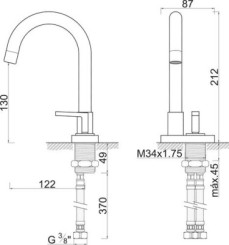Mitigeur de lavabo haut taille M Ori'O 