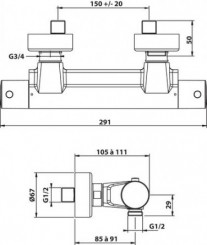Thermostatique de douche mural Class'o C3 