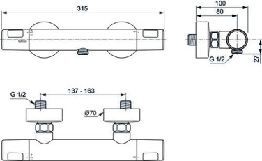 Mitigeur thermostatique de douche OLYOS - PORCHER