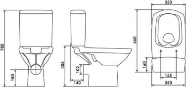 Pack WC carré double commande sans bride 