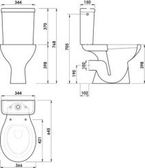Pack WC sans bride NF LIMPIO charnières inox 