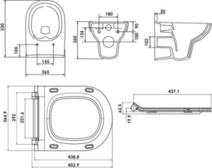 Cuvette suspendue sans bride 