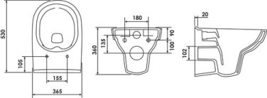 Cuvette suspendue sans bride seule 
