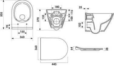 Cuvette suspendue design carénée sans bride 