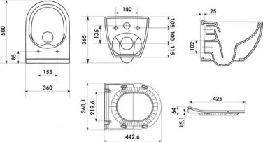 Cuvette suspendue design carénée sans bride 