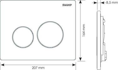 Plaque de commande 3/6 litres INGENIO sphère blanche - SIAMP