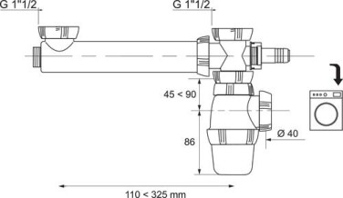 Tubulure avec siphon pour évier 2 cuves - WIRQUIN