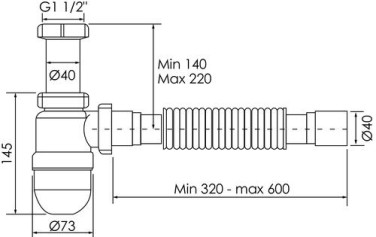 Siphon d'évier ø40 avec flexible 