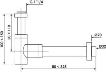 Siphon de lavabo laiton noir mat ø32 - WIRQUIN