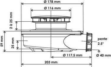 Bonde de douche horizontale extra-plate flush ø90 - VALENTIN