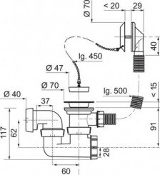 Vidage de baignoire à chaînette avec siphon orientable - WIRQUIN