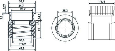Embout avec écrou ø40 33/42
