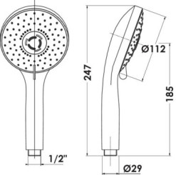 Douchette anticalcaire 3 jets ø112mm noire
